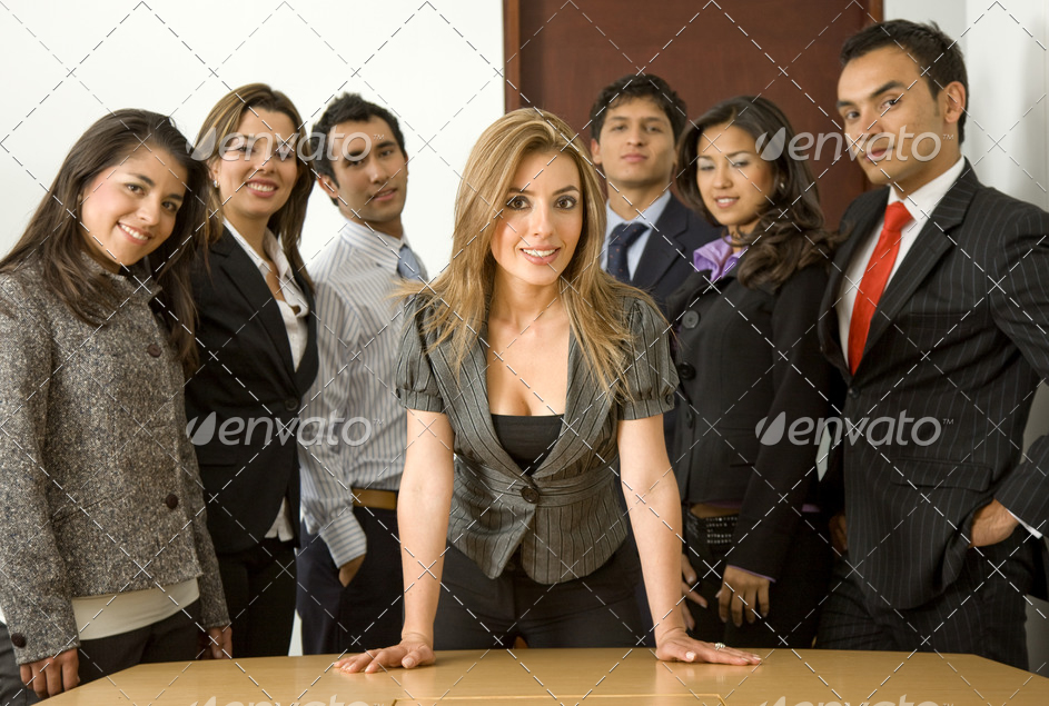 business woman leading a team
