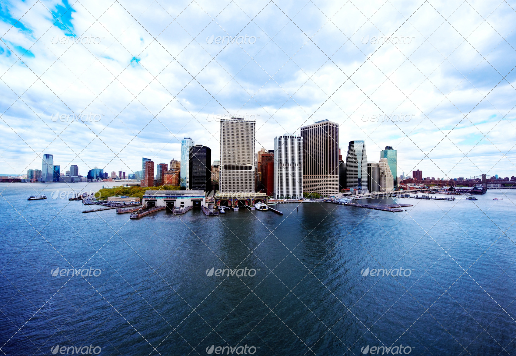 Panoramic view of beautiful skyscrapers and river
